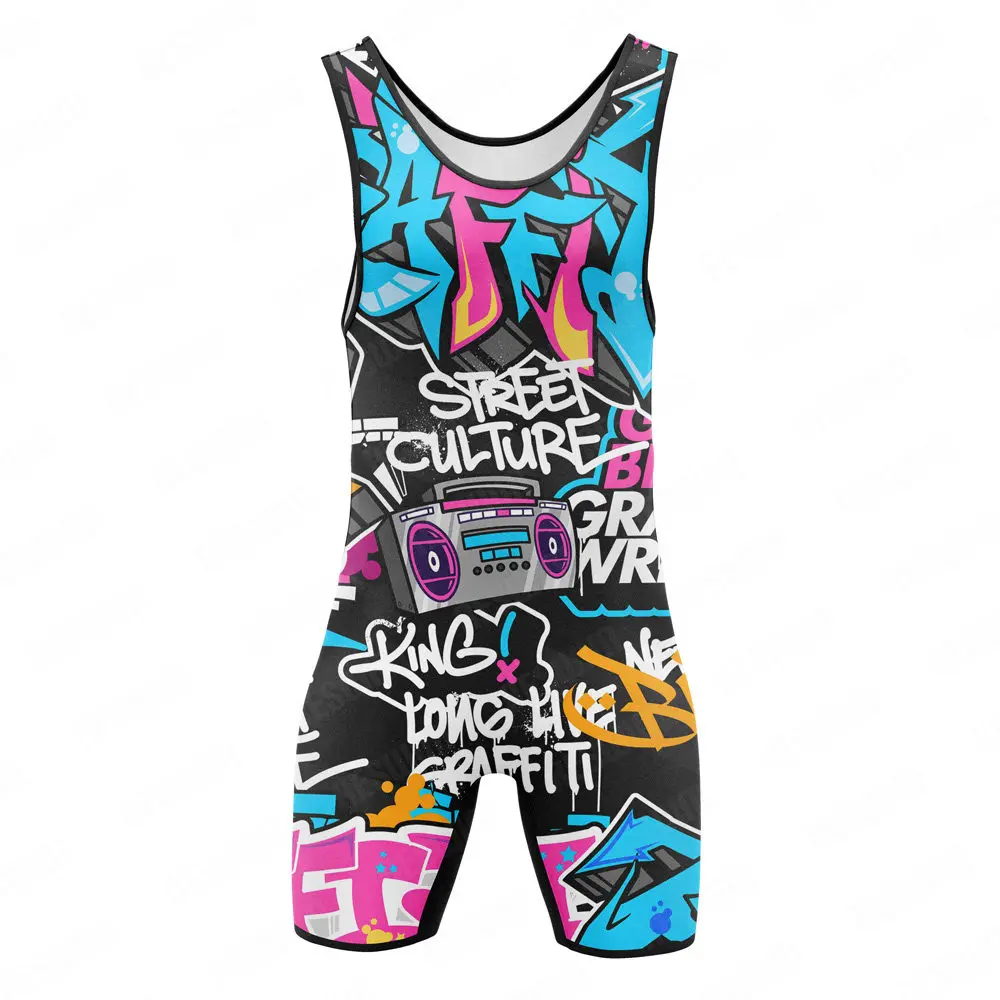 New Men's Wrestling Singlet Suit Triathlon Undershirt Leotard One Piece Sleeveless Sports Fitness Bodysuit Male Singlet Jumpsuit