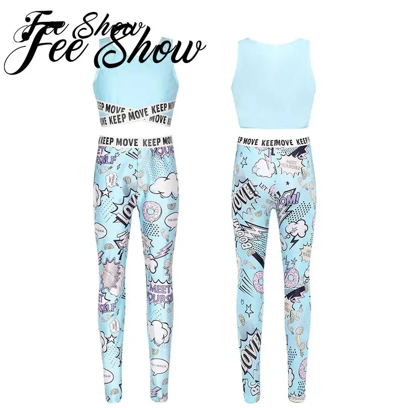 Kids Clothing Set Kids Clothes girls Sport sets Yoga Tracksuits Girls Clothing Sleeveless Gym Crop Top child High Waist Fitness Gym Leggings Pants