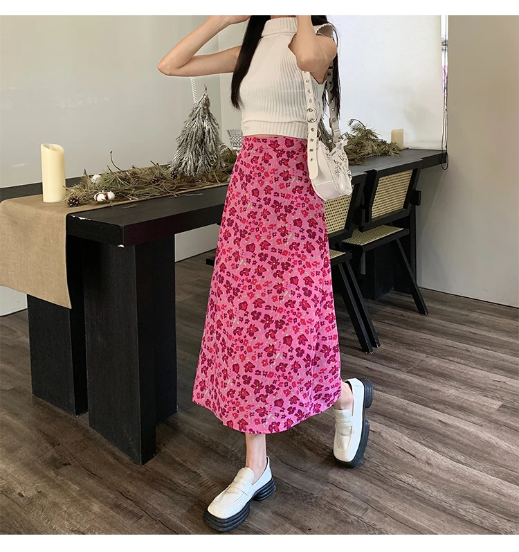 Beautiful Floral-Print Waist Beach Bohemia Skirt Bottoms