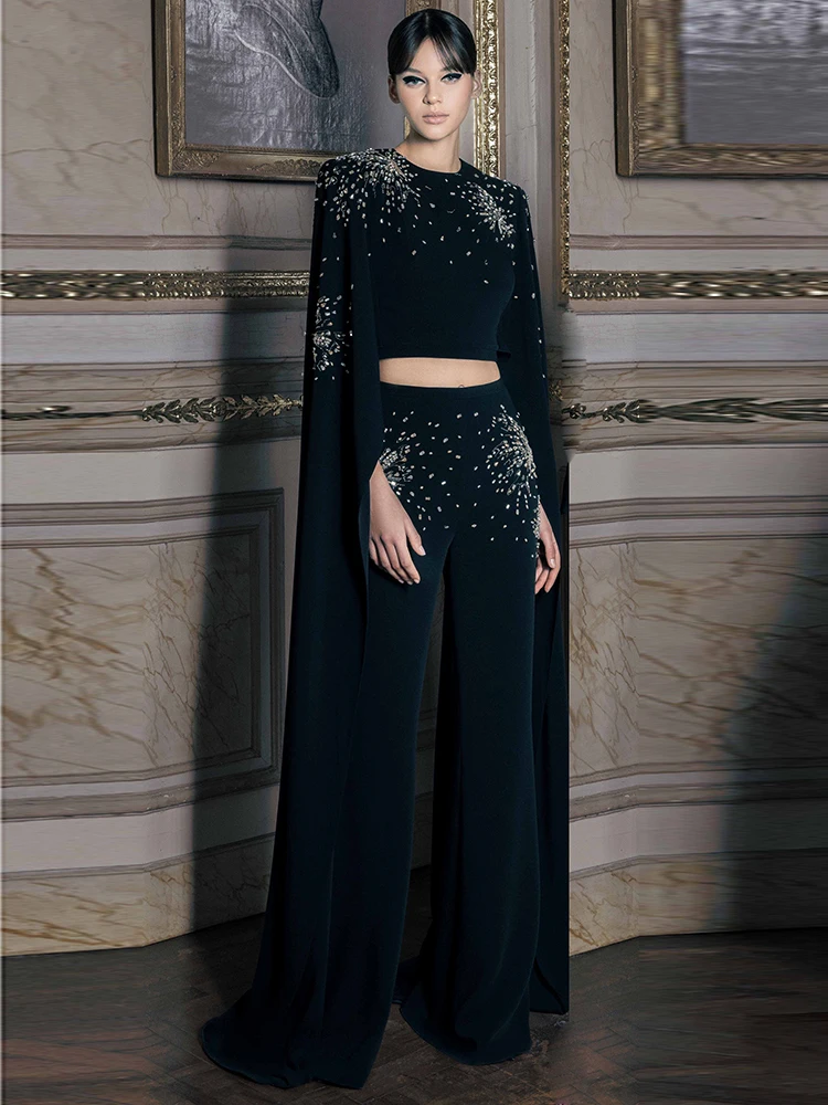 Archieala Designer Runway Suit Set Women's Double Breasted Printed Blazer Pants Suit
