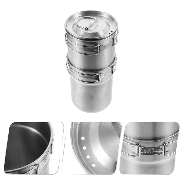 Metal Cups Outdoor Drinking Camping Cutlery Coffee Lid Portable Tea Water Folding Handle 6