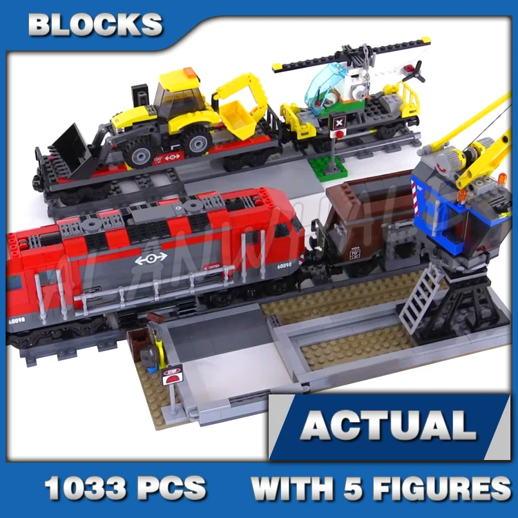 

1033pcs City Heavy-Haul Train Crane Track Helicopter Hopper Backhoe Wagon Engine 02009 Building Block Toys Compatible With Model