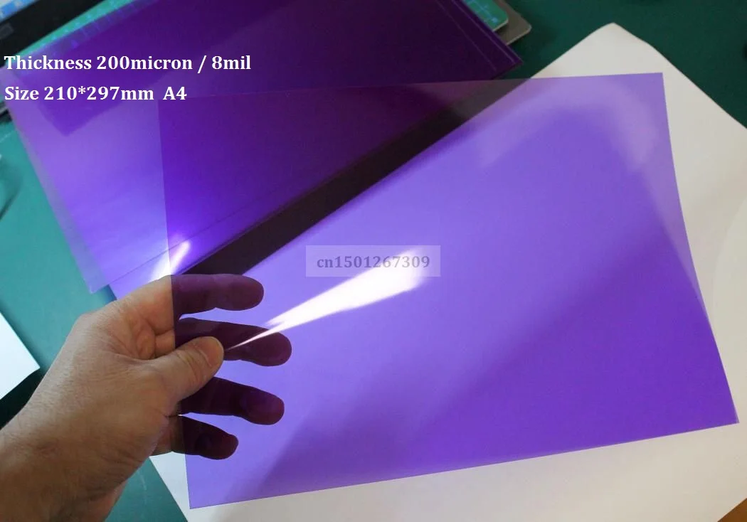 Size A4 Transparent Purple Clear Acetate Plastic PVC Binding Cover For Paper Documents Files Thickness 250micron