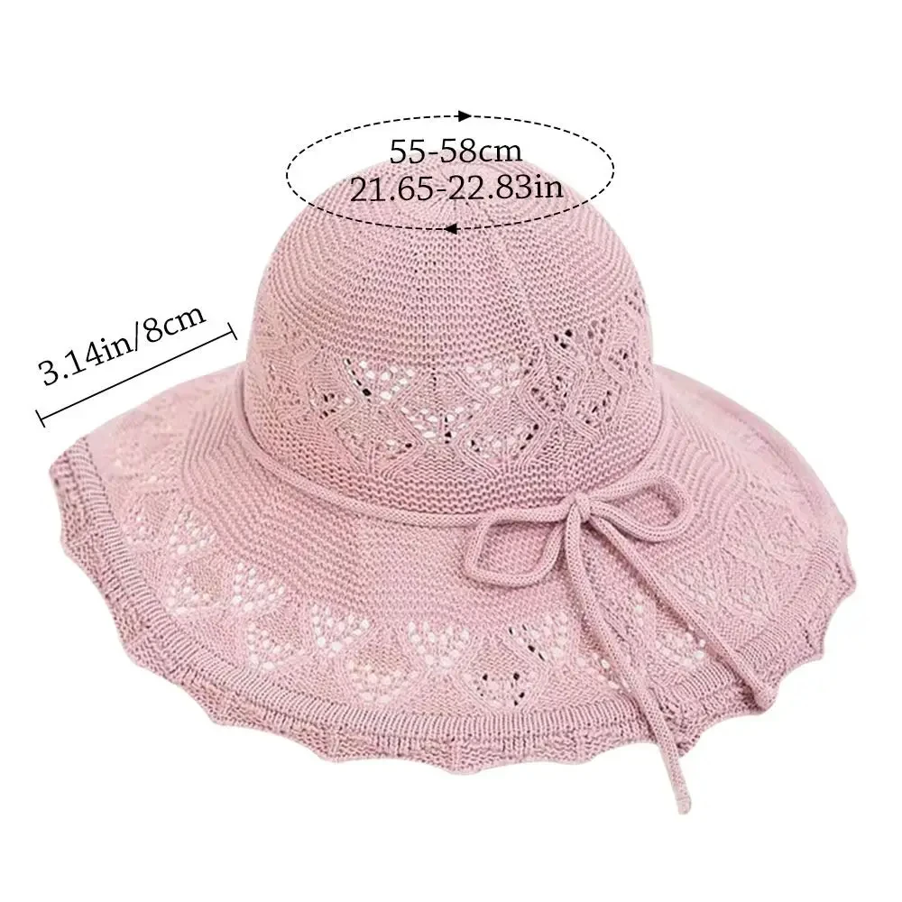 Sun Hats Wide Brim UV Protection Straw Hat Fashion Casual Breathable Beach Cap Bowknot Bucket Hat Panama Cap Summer