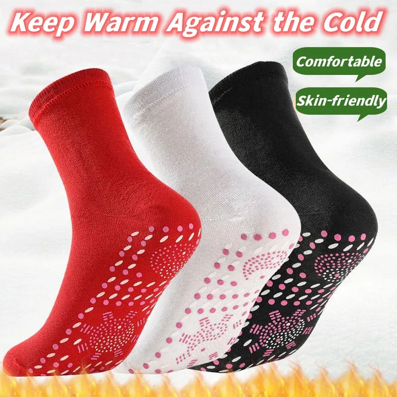 

Self-heating Socks Solid Color Winter Warm Floor Socks Mid-calf Sweat-absorbing Cotton Socks Health Care Massage Anti-cold Socks