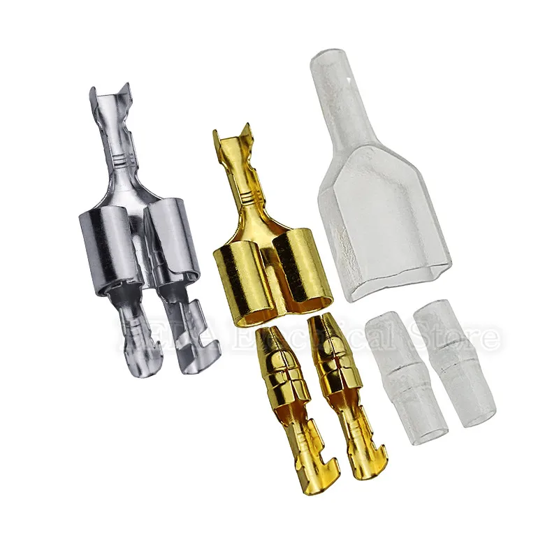 50 Set Diametro 4 Mm Doppia Bullet Terminale Connettore Cavo Elettrico Per Auto 4.0 Maschio E Femmina 1: 2 E Guaina Trasparente