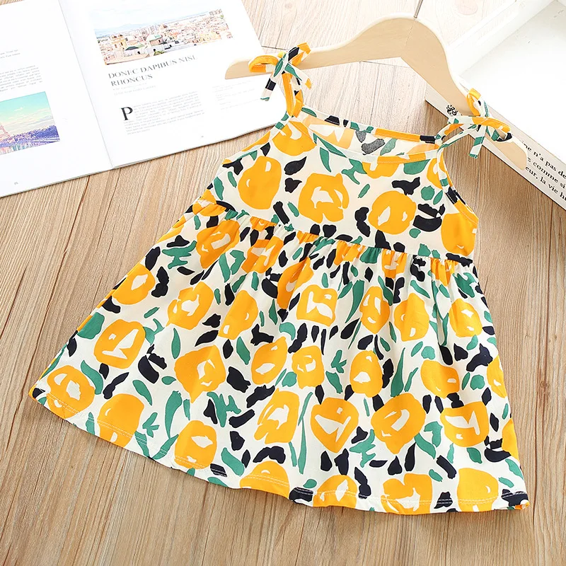 

Summer girls Princess Dress Birthday party fashion Multiple Colors Cool refreshing slip dress Cotton children clothing toddler
