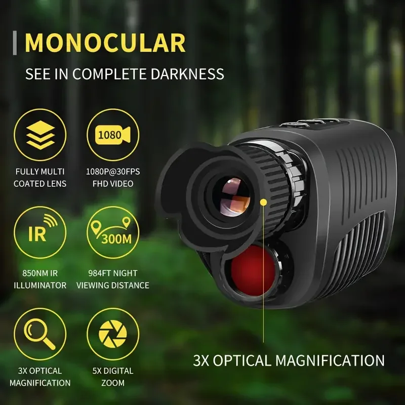 Monocular Night Vision Telescope 1080P HD Infrared 5x Digital Zoom Hunting Type-c Interface Memory Card Not Included