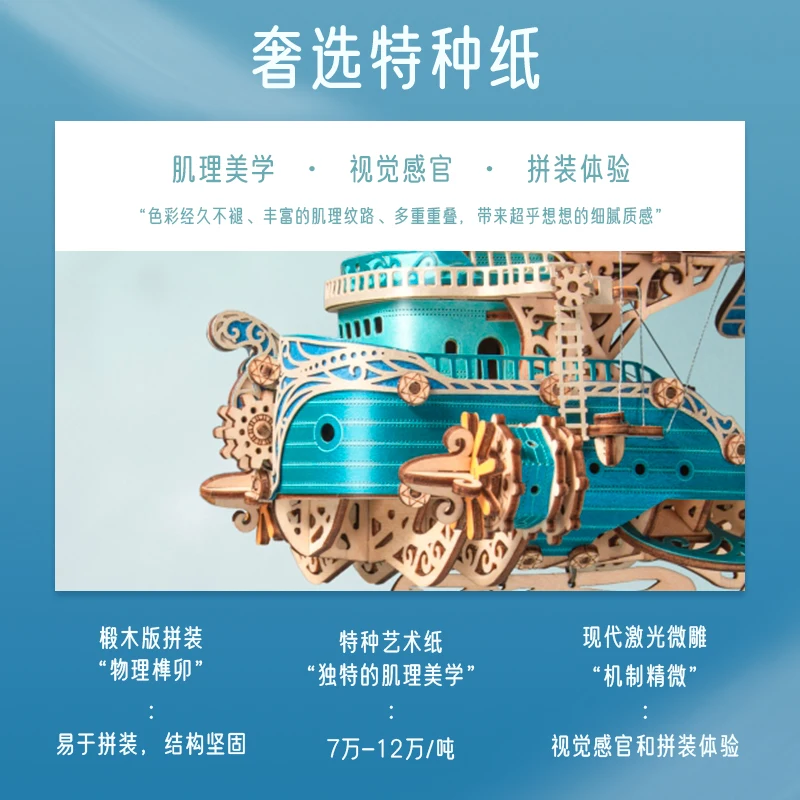 MMZ MODEL DIY 3D Wooden Puzzle Fantastic Spaceship Assembly Model Kits Toys For Children Kids Girls Birthday Gift 4