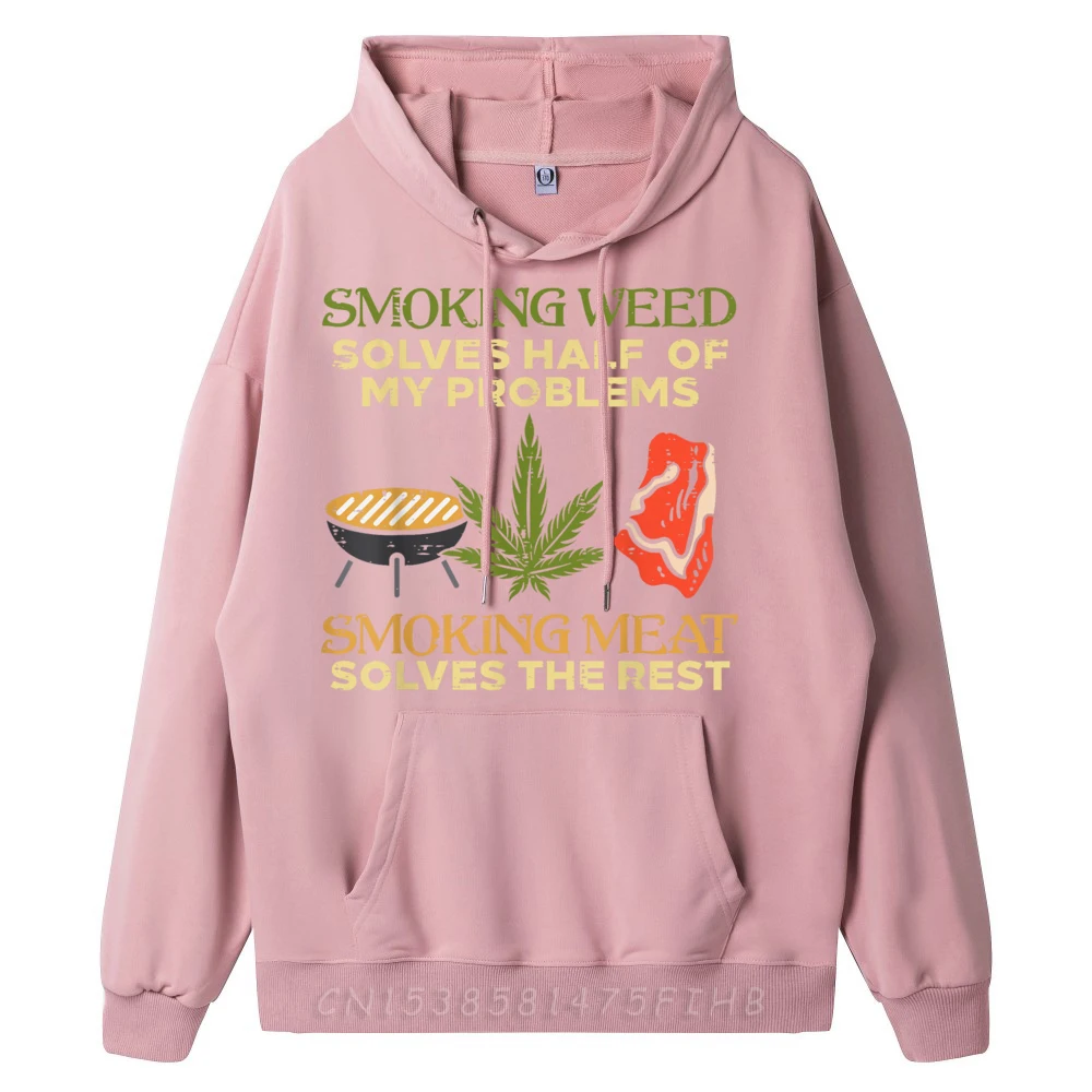 Hoodies Sweatshirt Grilling Solves Half Problems Meat Thanksgiving Day long Sleeve Crew Neck Male Hoodies Printing Loose Grilling Solves Half Problems Meat Funny Bbq Barbecue Men oufen
