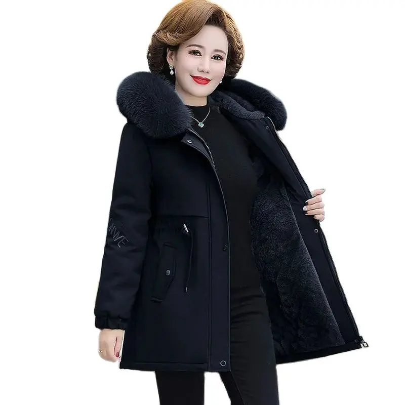 

Winter Coat Foreign Trade Style Fleece Cotton-padded 2023 New Women's Fashion Hooded Warm Fur Collar To Overcome The Coat