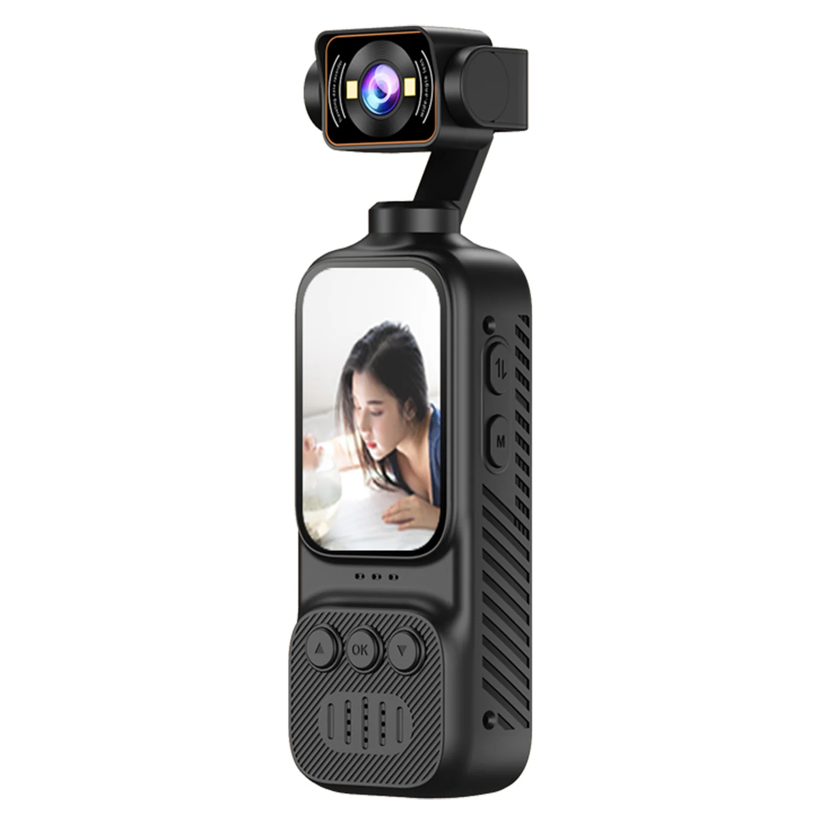 WiFi 휴대용 비디오 카메라 2인치 HD 디스플레이 회전식 렌즈가 장착된 포켓 액션 카메라 스포츠 야외 라이딩 여행용 Type-C