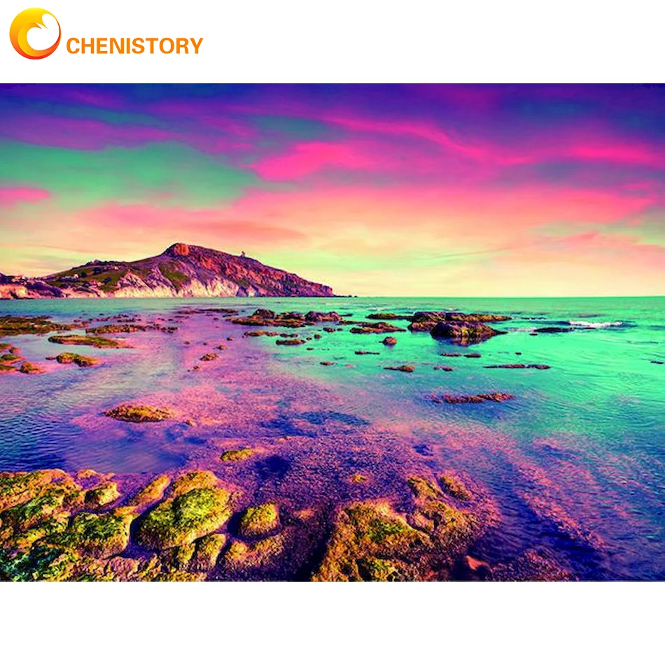 

Картина из страз 5D CHENISTORY для творчества, Алмазная мозаика с красочным пейзажем, 3D вышивка крестиком, украшение для дома