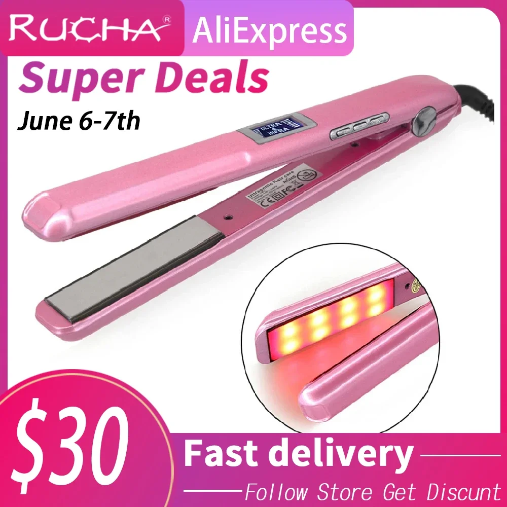Hair Straightener Infrared and Ultrasonic Profession Cold Hair Care Iron Treatment for Frizzy Dry Recovers Damage Flat Irons