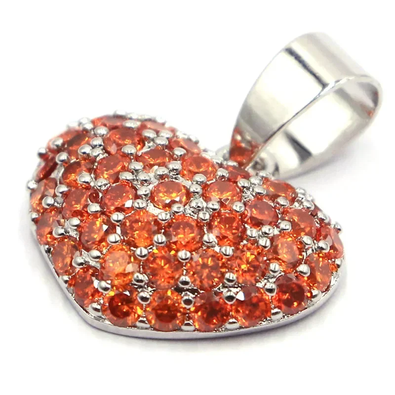 2g 925 SOLID STERLING SILVER PENDANT Heart Shape Purple Amethyst Spessartine Garnet Tanzanite Blue Turquoise
