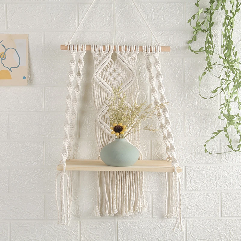 

Bohemian Handmade Woven Tapestry Cotton Rope Wall Hanging Vase Storage Rack Children'S Home Wall Decoration Gifts