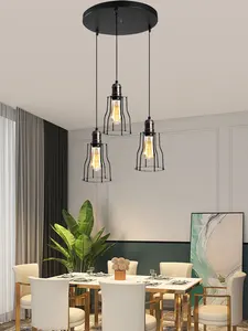 Скандинавская модная простая железная люстра, подвесной светильник в стиле индастриал для ресторана, ретро креативная железная лампа для кухни, спальни, кафе, бара, настольная лампа