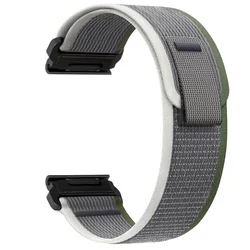 Quick Fit Nylon Trail Loop Strap, 26mm/22mm/20mm, Versatile Wristband Replacement - QuickFit 20mm (Green with gray)