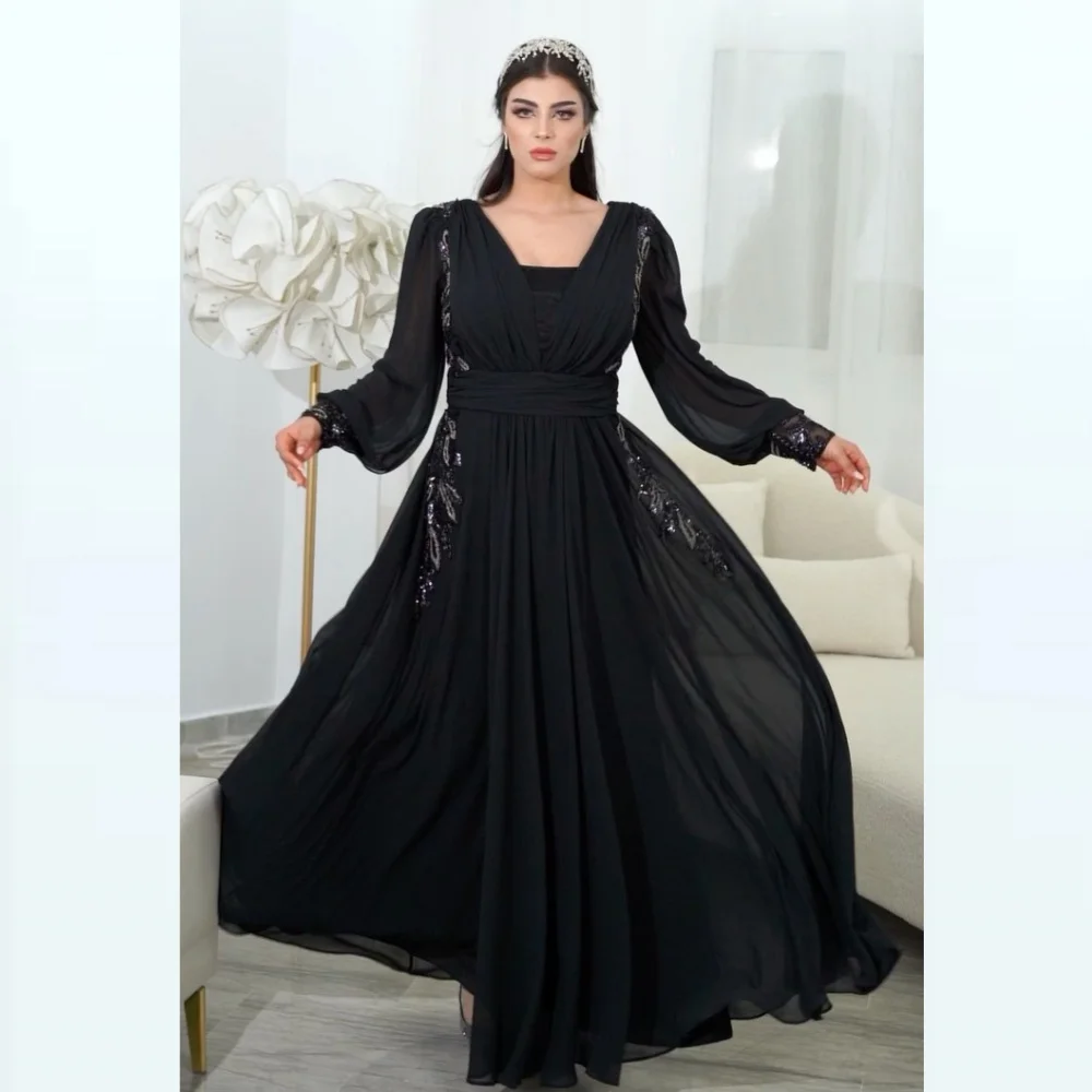 Sparkle High Quality Exquisite Chiffon Draped Pleat Sequined Beach A-line Square Collar Bespoke Occasion Gown Long Dresses