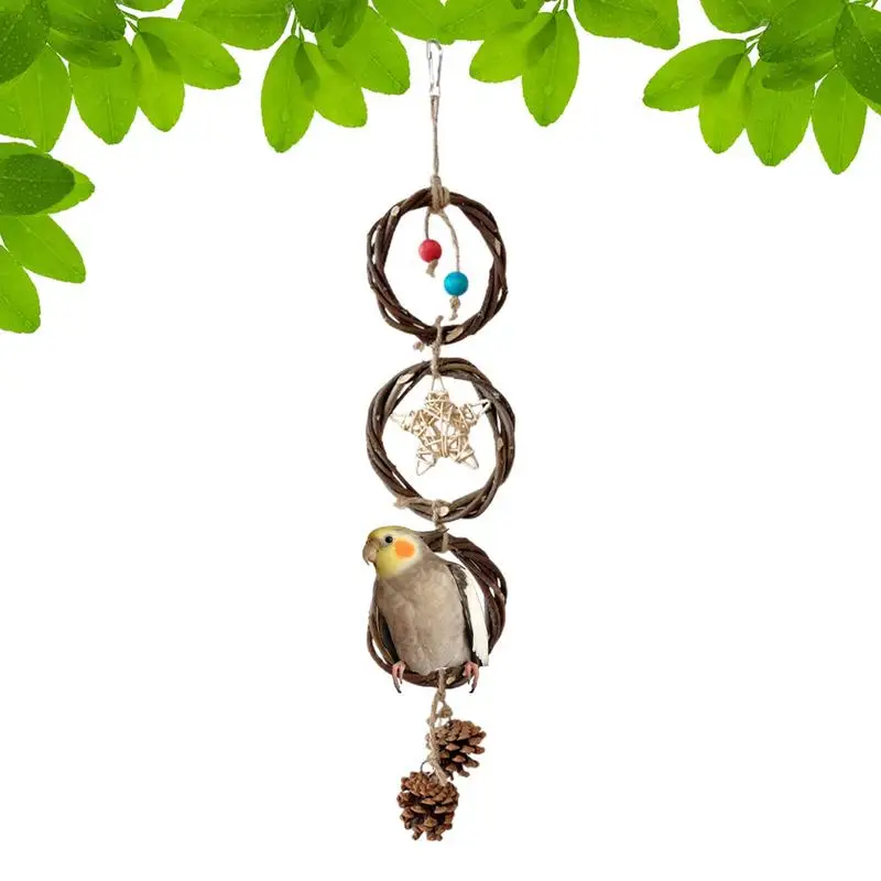 

Parakeet Chew Toys Cotton Rope Bird Tearing Toy Cockatiels parrot cage chew toys colorful wood Bird Supplies toys with bells Shr