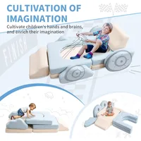 Modular Kids Play Couch 10PCS Kids Modular Couch Colorblocked Corduroy Modular Kids Couch Modular Couch Kids (Beige, Light Blue) 2