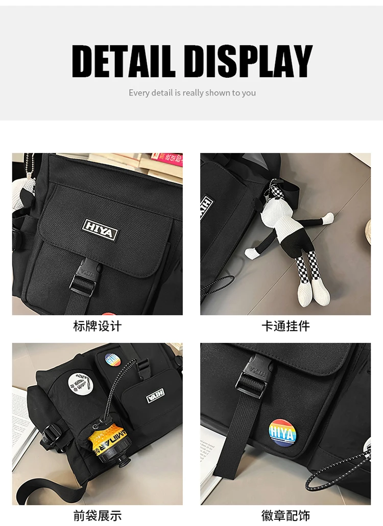 Nylon-Umhängetasche mit großem Fassungsvermögen, trendige Paar-Umhängetasche, lässige Arbeitstasche mit mehreren Taschen – Detail 24