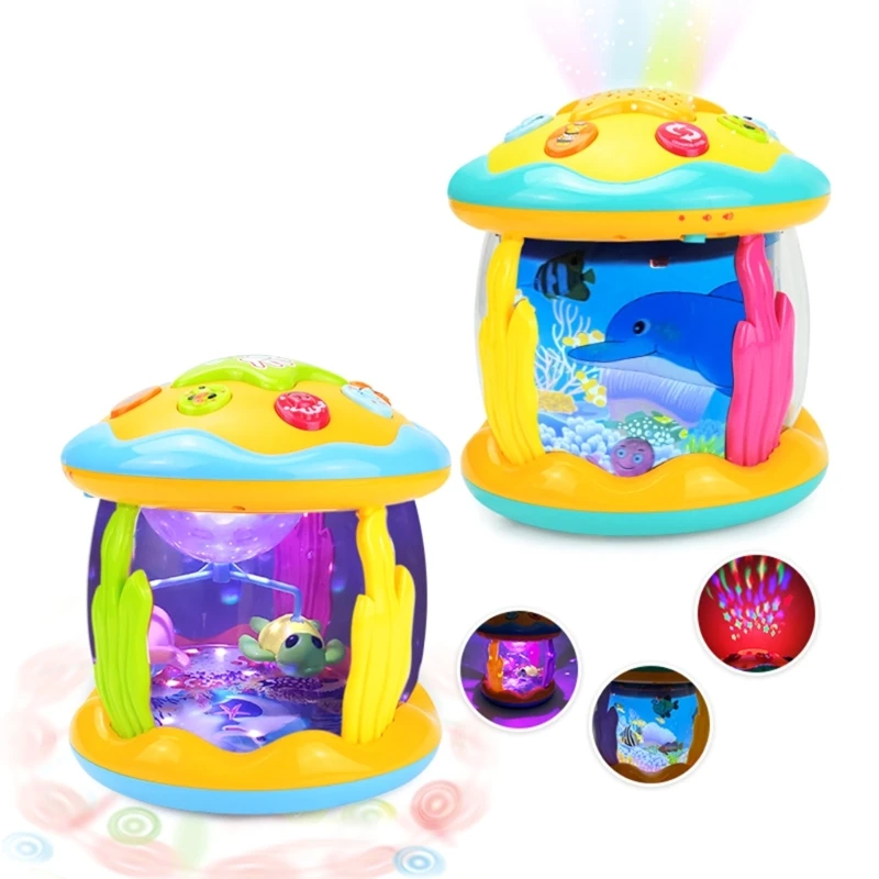 

Glowing Hand Drum Baby Musical Toy LED Electric Flash Tambourine Ocean Projector Toy for Girls Boys Flashing Drum Gift