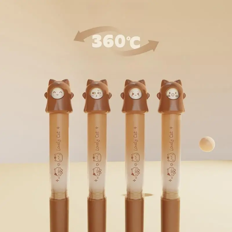 1Pcs 회전하여 패턴 변경 사무용품 작은 선물 학교 문구 창의적인 고양이 회전 젤 펜 0.5mm 검정 필기 펜