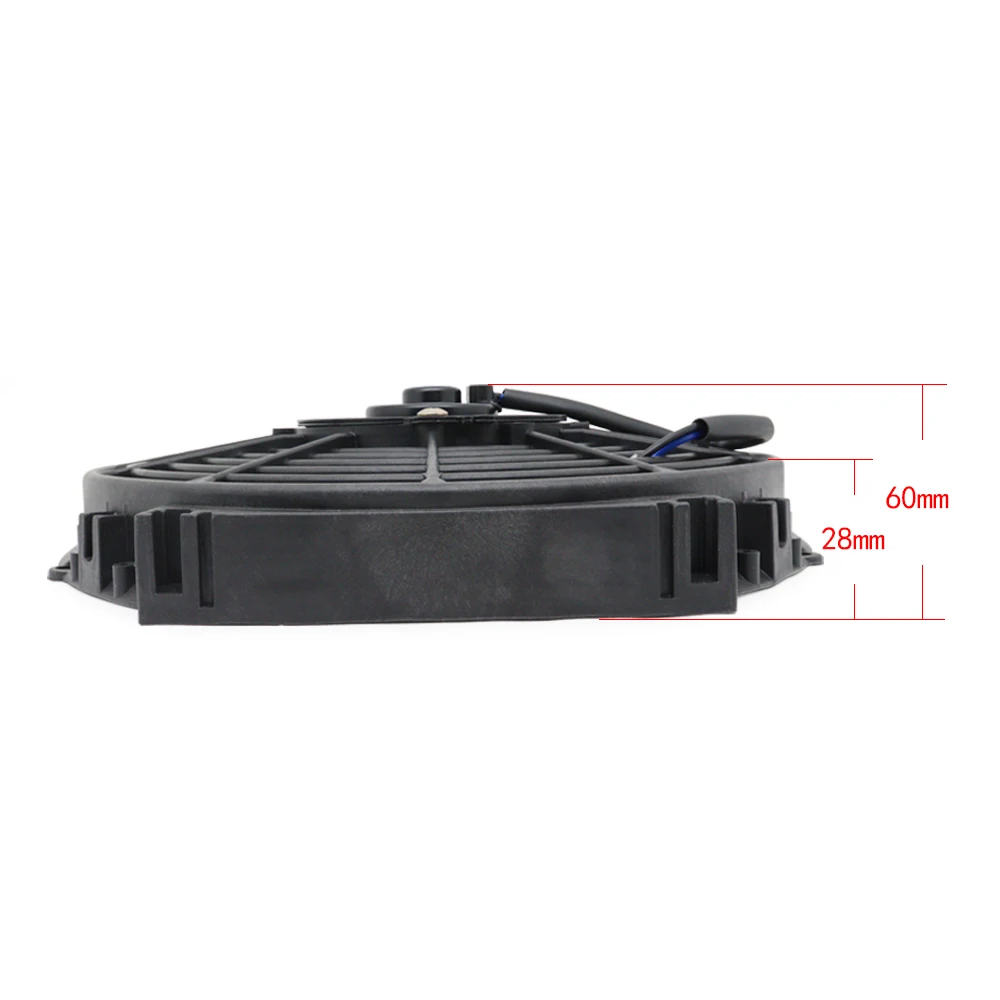 Universal 12V 80W Slim Reversible Black Blade Electric Cooling Radiator Auto Fan Mounting Kit 7 9 10 12 Inch
