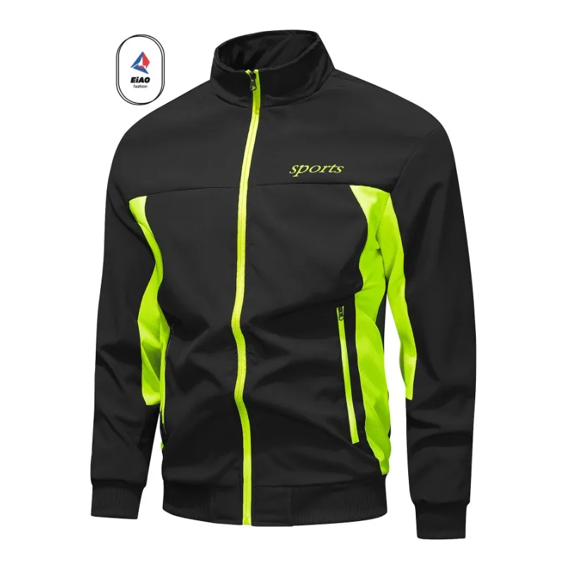 Men Casual Jacket Outdoor Sports Windbreaker Lightweight Breathable Loose Fit Color Block Zipper Coat Cycling Jacket  Autumn