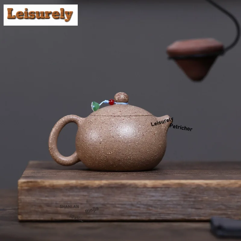 270ml Yixing Purple Clay Teapots Handmade Xishi Pot Raw Ore Wood-fired Porcelain Mud Tea Infuser Kettle With Filter Zisha Teaset