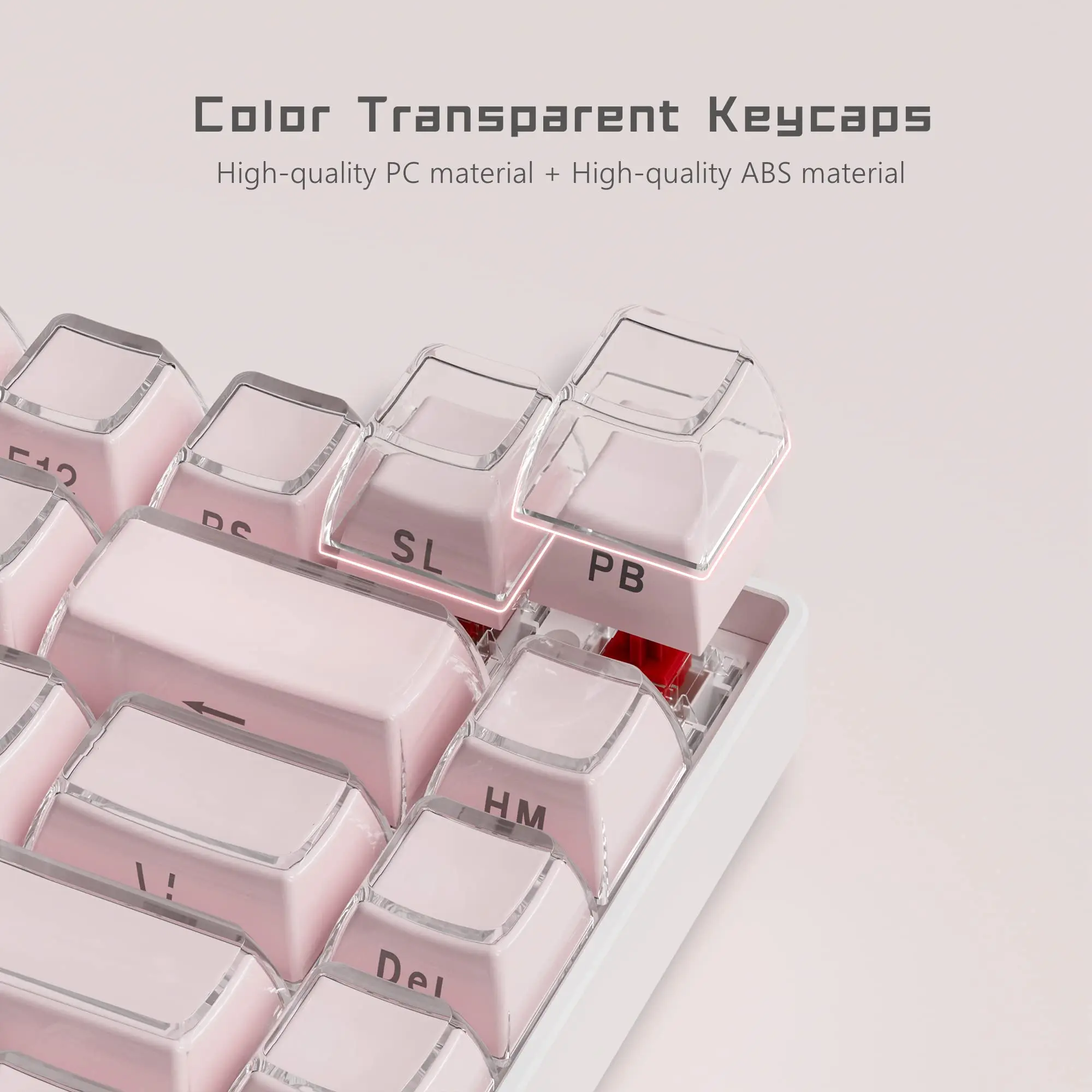 Geléia Redonda Keycaps Laterais para Teclado Mecânico 113 Teclas Cristal de Gelo Rosa Translúcido Oem Perfil Chave Cap para Cereja mx 61 68 104 - Imagem 4