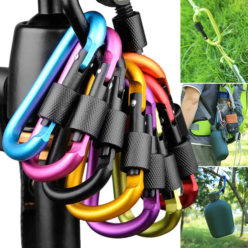 Carabiner clips 4Pcs with screw gate 7mm diameter aluminum rod for EDC outdoor camping
