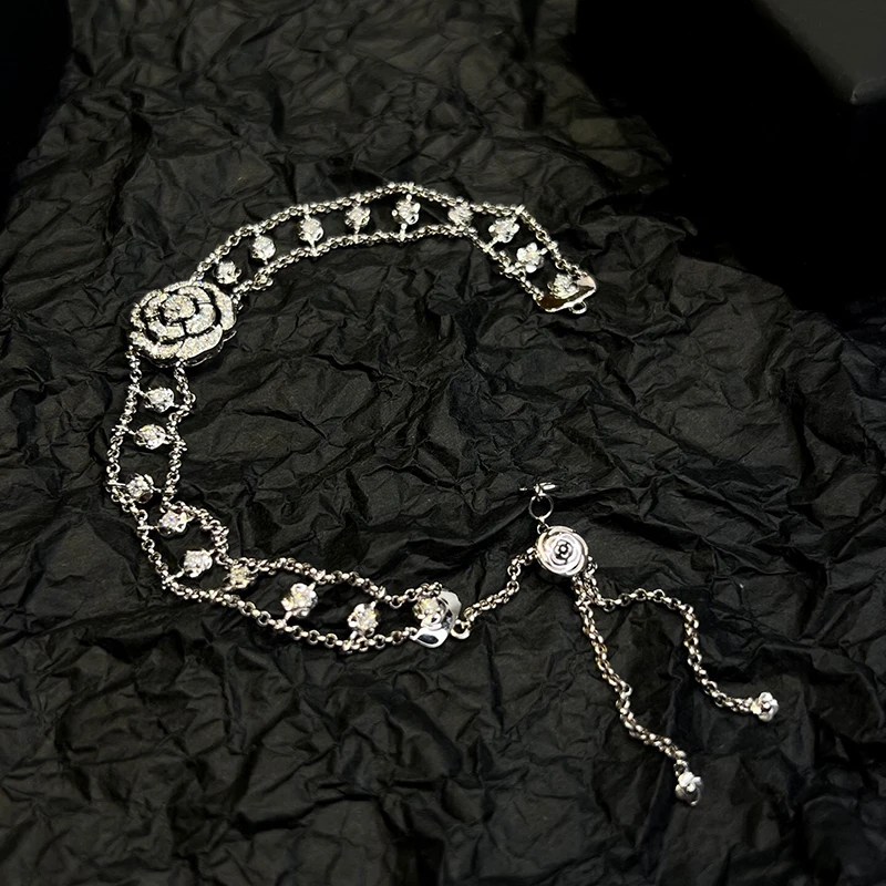 Sccc055c077304835bbc66580af1ee75fc Aazuo Fine Jewelry Real 18K Pure White Gold Real Diamond H SI Luxuly Rose Flower Bracelet Gifted For Women Birthday Party Au750