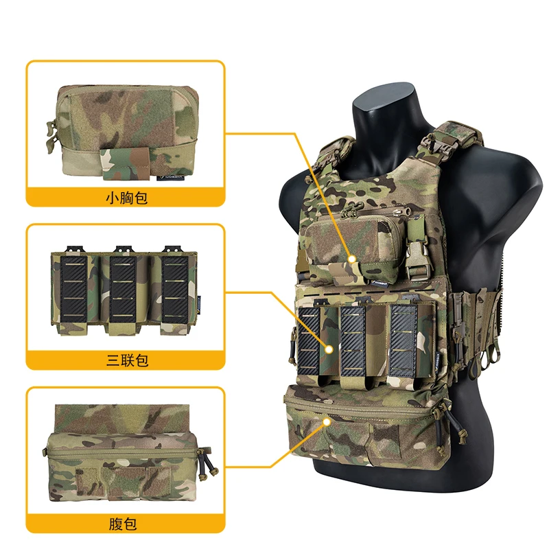 Leichte taktische Weste Set Drop Lower Belly Bag Triple Mag Pouch Jagd Brust Mag Admin Bag – Detail 4