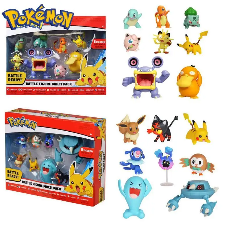 

8-Pack Pokemon Battle Figure Features Charmander Bulbasaur Squirtle Mimikyu Pikachu Eevee Umbreon Espeon Perfect for anyTrainer