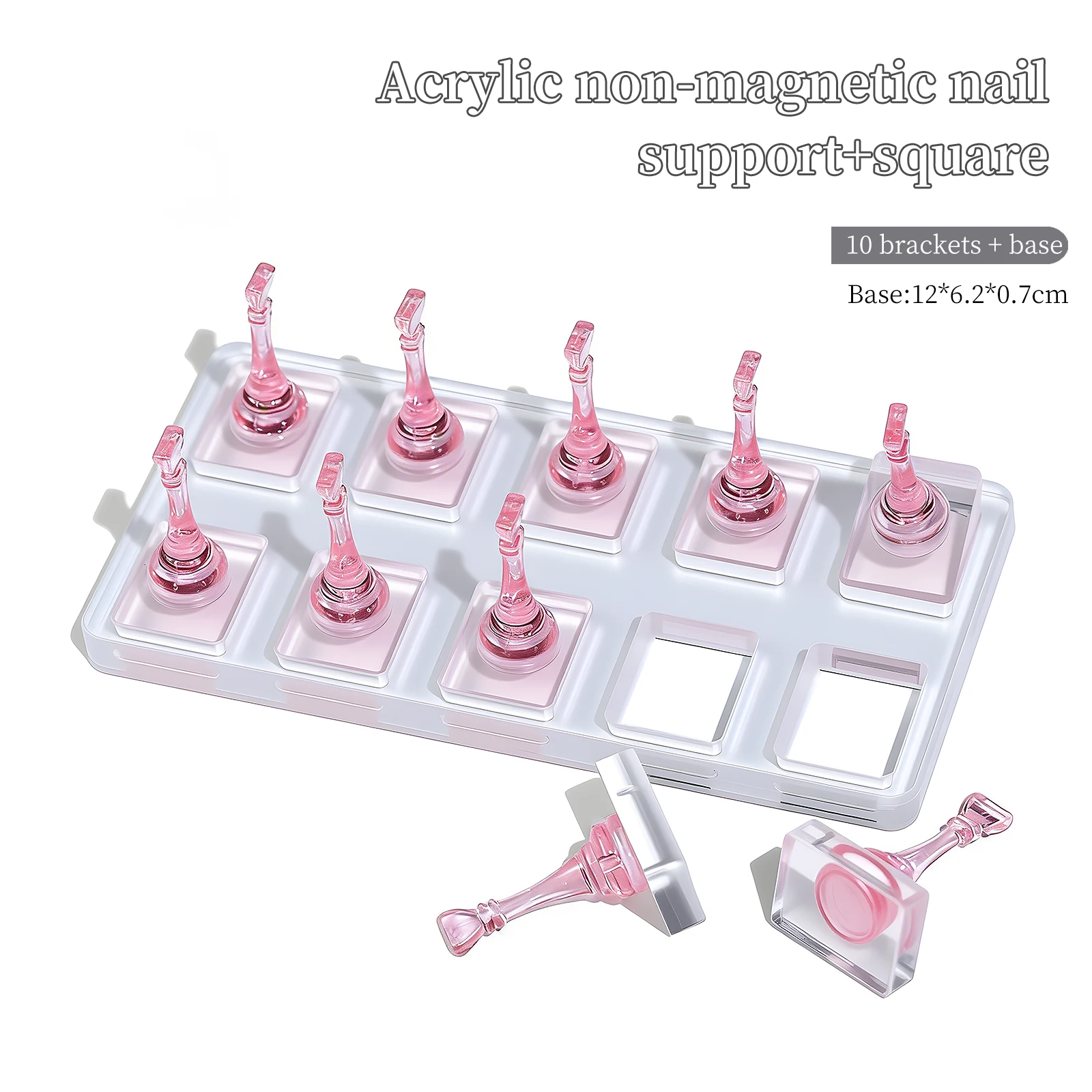 INS-Style Magnetfreier Nagelständer, 5/10 Fächer Acryl-Nagel-Displayhalter, Wiederverwendbarer Maniküre-Übungsständer für Aufklebenägel – Detail 15