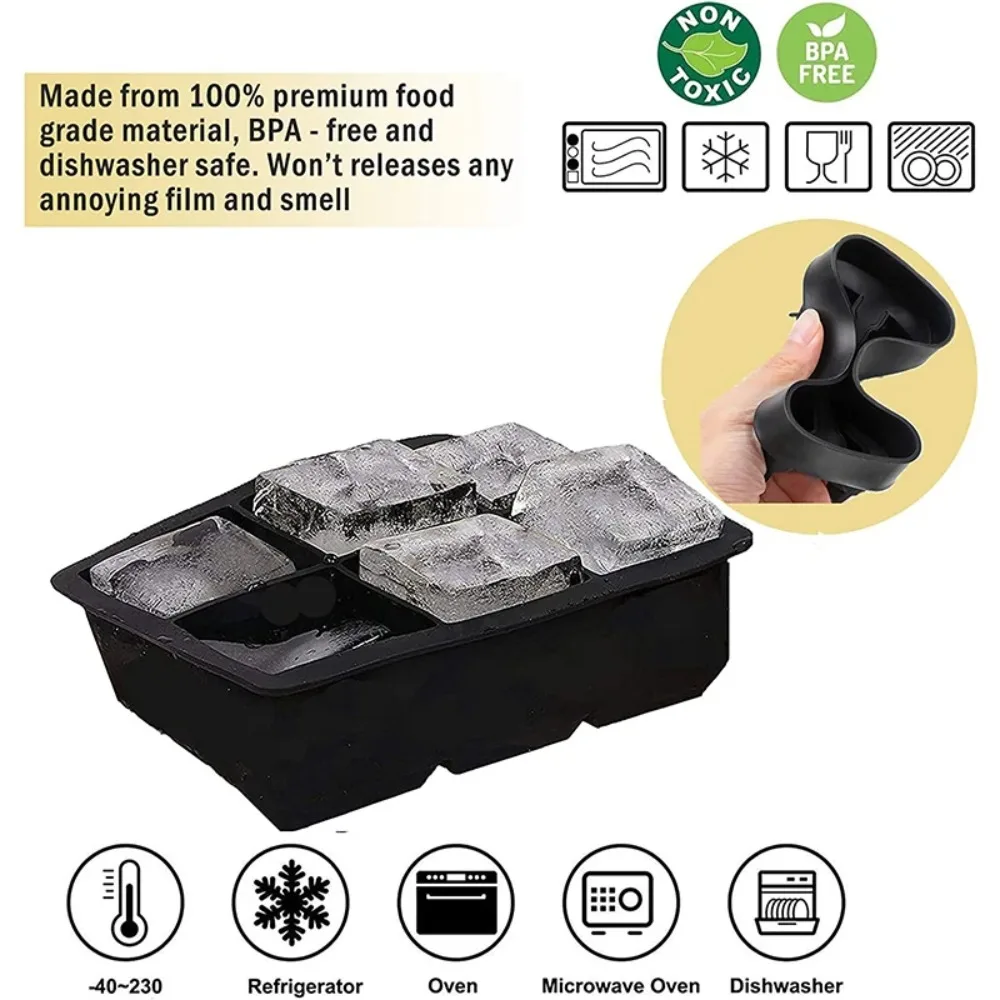 Ice Cube Mold Silicone BPA Free For Whiskey Cocktails LMETJMA JT09
