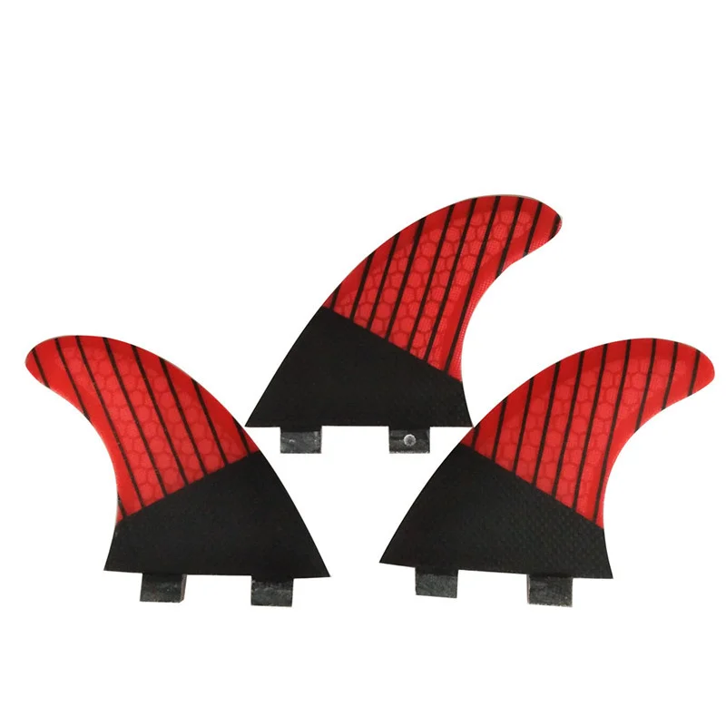 

YEPSURF Double Tabs S/M Fin Red Color Fiber Honeycomb Surf Fins Good Quality Double Tabs 3 pcs/set Surfboard