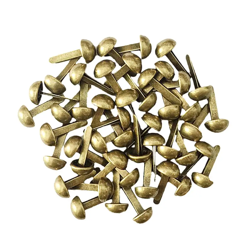100pcs Punk Rivet Metal Studs s Spike Round Screw Craft DIY Decor Bronze