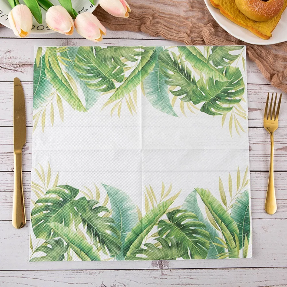 40PCS Table Decoration Disposable Flower Printed Paper Napkin Thickened Double Layer Paper Towels Square Soft Tissue Wedding