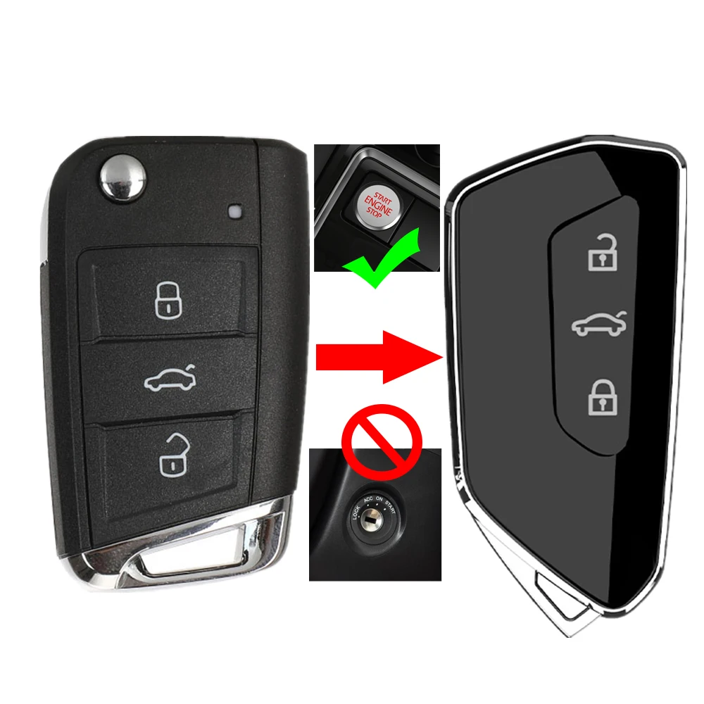 

Modified Golf MK8 Car Remote Key Shell for VW Golf Mk7 Jetta Tiguan Polo T-ROC for Skoda SEAT Cupra MQB Upgrade Golf 8 Key Case