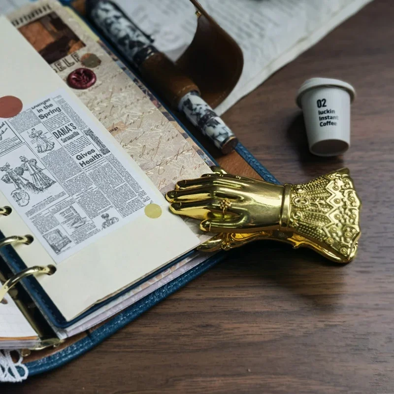 Latão Lady Hand-shaped Alloy Paper Clip Papelaria Vintage Jornal Notebook Diário Decoração Journaling Material Escolar - Imagem 6