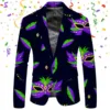 Mardi Gras Printed Men's Blazers Jacket Long Sleeve Slim Fit Buttons Suit Coat Pockets Carnival Holiday Party Lapel Men's Suit 1