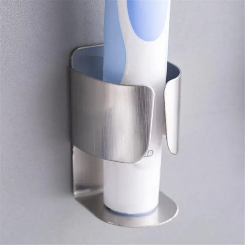 Stainless Steel Wall-Mounted Creative Non-Marking Double-Sided Brushed Electric Toothbrush Rack No Drilling 1pcs toothbrush holder