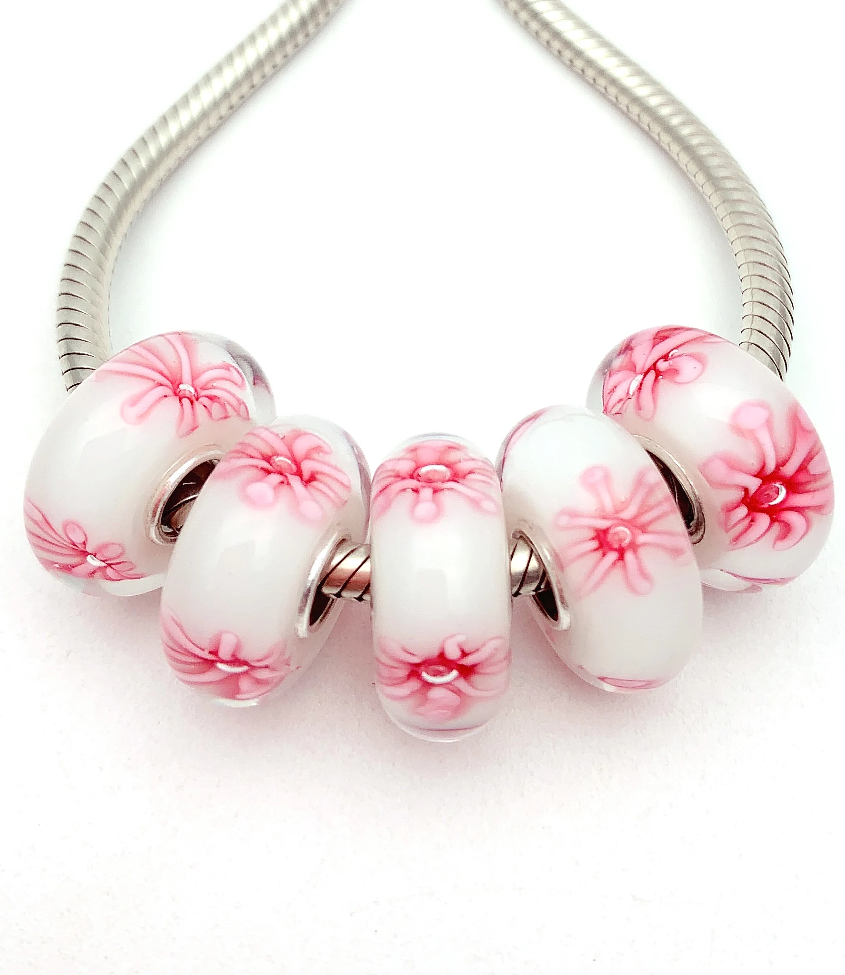 

YG282 5X 100% Authenticity S925 Sterling Silver Beads Murano Glassbeads NEW Fit European Charms Bracelet Diy Jewelry Lampwork