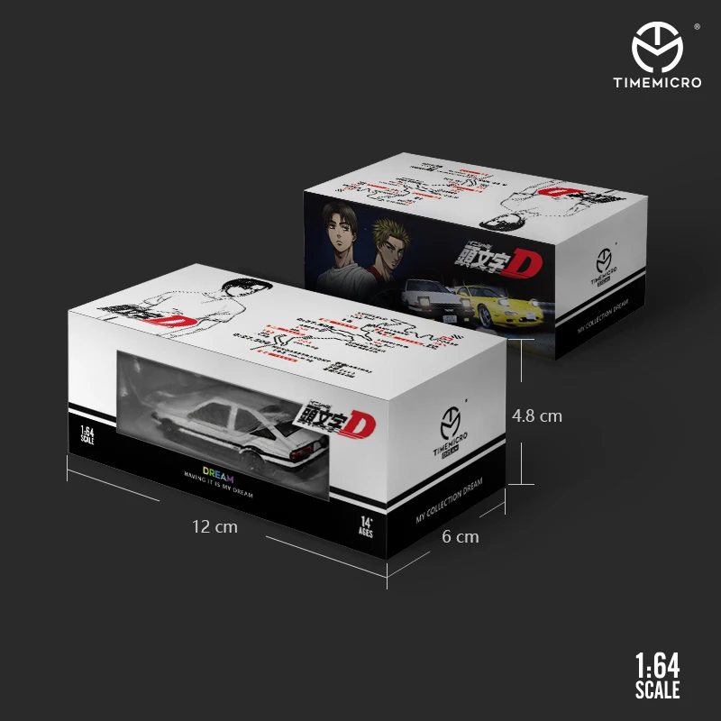 TIME MICRO 1:64 Initial D AE86 & RX 7 Sports Car Diecast Model Car for Collection & Display 