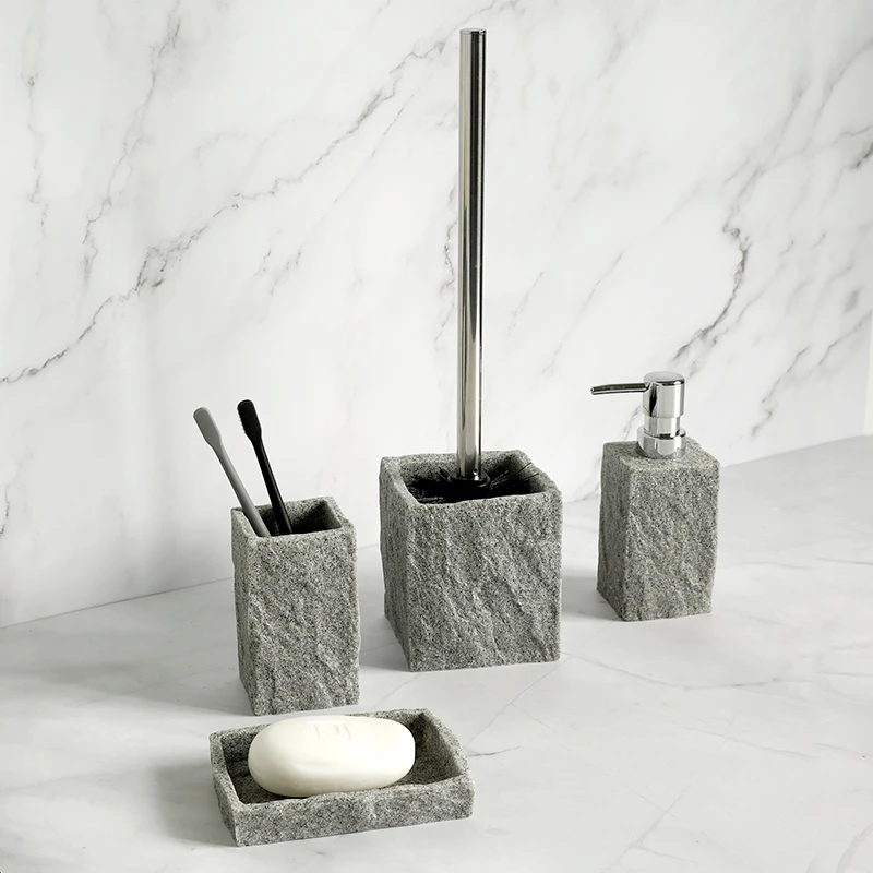 Soap Dispenser Bathroom Accessories Set Bathroom Accessories Single Imitati Granite Iiquid Soap Dispenser Toothbrush Holder Cup Soap Dish Toilet Brush Holder