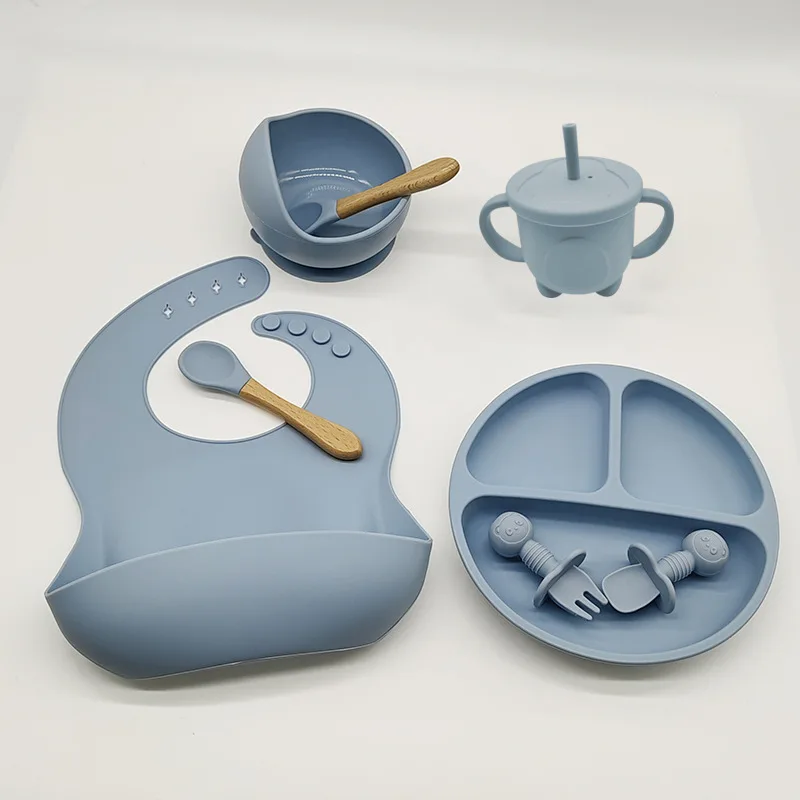 Gray and blue 8 piec