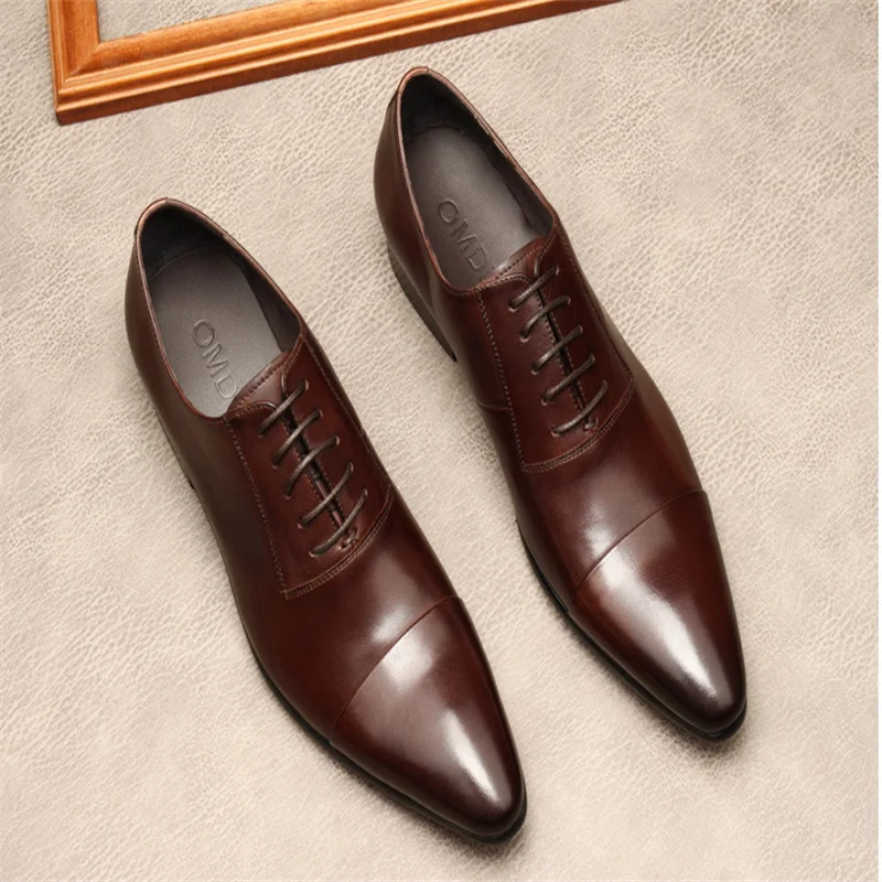 British three-joint leather shoes man, leather pointed lace, business dress shoes. Wedding, dress, size 46